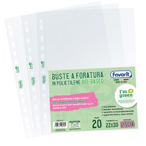 Buste forate - 22 x 30 cm - PE Bio-Based - liscio superior - Favorit - conf. 20 pezzi - immagine 1