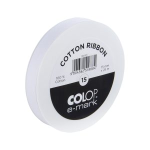 Nastro in cotone E-mark - 15 mm x 25 m - bianco - Colop - immagine 1