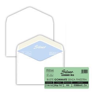 Busta Busta Silver FSC® - senza finestra - gommata - 11,4 x 16,2 cm - 80 gr - bianco - Pigna Envelopes - conf. 500 pezzi - immagine 1