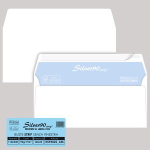 Busta SILVER90 STRIP FSC® - bianca - internografata - senza finestra - 110 x 230 mm - 90 gr - Pigna Envelopes - conf. 25 pezzi - immagine 1