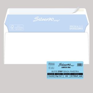 Busta Silver90 Strip FSC® - senza finestra - internografata - 11 x 23 cm - 90 gr - bianco - Pigna Envelopes - conf. 500 pezzi - immagine 1