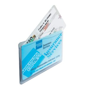 Porta Cards - 2 tasche - 9,5x6,5 cm - trasparente - Favorit - conf. 50 pezzi - immagine 1