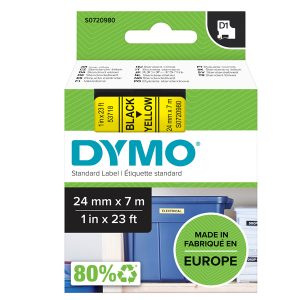 Nastro D1 537180 - 24 mm x 7 mt - nero/giallo - Dymo - immagine 1