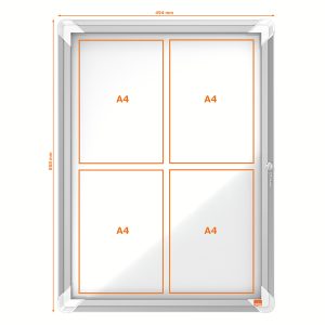 Bacheca per esterni - fondo magnetico bianco - 4 fogli A4 - verticale - Nobo - immagine 3