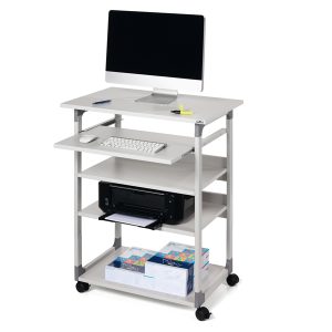 Pc Workstation System 75 VH - con ruote - 5 ripiani - 75 x 53,4 x 95/125 cm - grigio - Durable - immagine 2