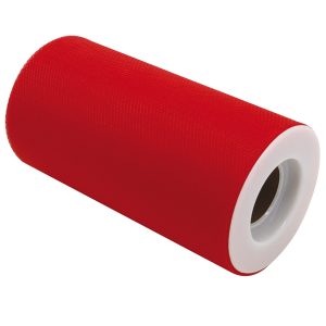 Tulle in rotolo - rosso - 12,5cmx25mt - Big Party - immagine 1