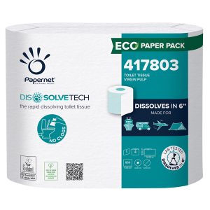 Carta igienica DissolveTech - 9,5 cm x 94 mt - diametro 12,1 cm - 850 strappi - Papernet - pacco 4 rotoli - immagine 1