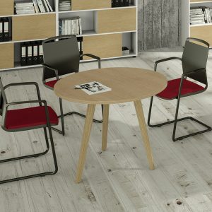 Tavolo riunione tondo Woody - diametro 100 cm - rovere - immagine 1