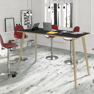 Tavolo rotondo alto Woody - diametro 80 cm - H 105 cm - rovere/nero venato - immagine 1