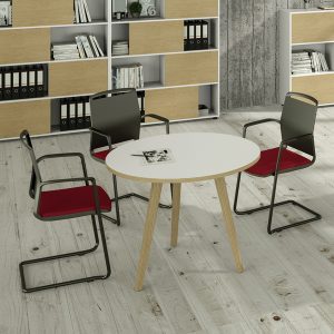 Tavolo rotondo alto Woody - diametro 100 cm - H 105 cm - rovere/bianco - immagine 1