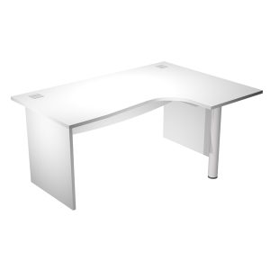 Scrivania compact Agorà - fianco dx melaminico - L160 x P120/80/60 x H73 cm - con supporto metallico - bianco - immagine 1