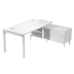 Scrivania Agorà - con mobile di servizio portante - 145 x 140 x L 72,5 cm - bianco - immagine 1