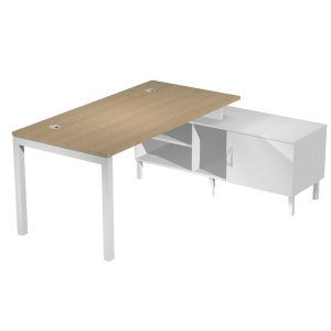 Scrivania Agorà - con mobile di servizio portante - 145 x 140 x L 72,5 cm - rovere - immagine 1