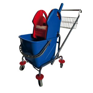 Carrello per pulizie Grouse26 - 25 L - 41 x 58 x 93 cm - blu/rosso - Taxon - immagine 1