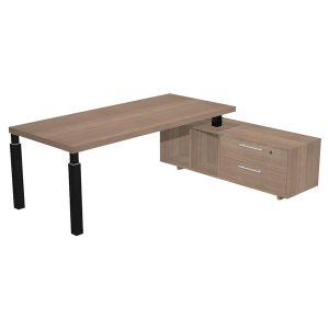 Scrivania direzionale Prestige Quadro - con mobile di servizio - 210 x 90 cm - ciliegio arabis/nero - immagine 1