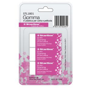 Gomma per carta e pellicola - 60x24x14mm - bianco - Starline - conf. 3 pezzi - immagine 1