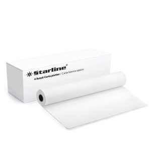 Carta plotter - stampa inkjet - 914 mm x 50 mt - 90 gr - opaca - bianco - Starline - immagine 1