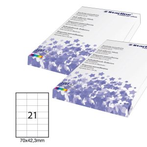 Etichette adesive - in carta - permanenti - 70 x 42,3 mm - 21 et/fg - 100 fogli - bianco - Starline - immagine 1