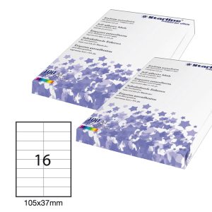 Etichette adesive - in carta - permanenti - 105 x 37 mm - 16 et/fg - 100 fogli - bianco - Starline - immagine 1