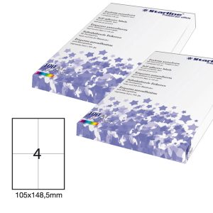 Etichette adesive - in carta - permanenti - 105 x 148,5 mm - 4 et/fg - 100 fogli - bianco - Starline - immagine 1