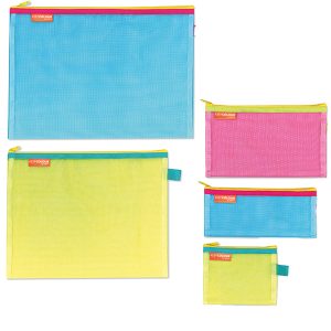 Buste con zip - 5  formati assortiti - retina - colori fluo- Arda - display 36 pezzi - immagine 2