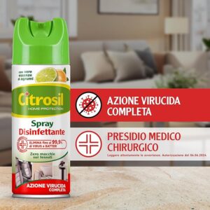 Citrosil Disinfettante Spray, Azione Virucida Completa, Elimina Fino al 99,9% di Virus e Batteri, Essenza di Agrumi, 300 ml - immagine 1